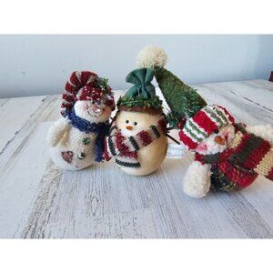 Snowman scarf ornament winter plush beanie‎ set Xmas tree